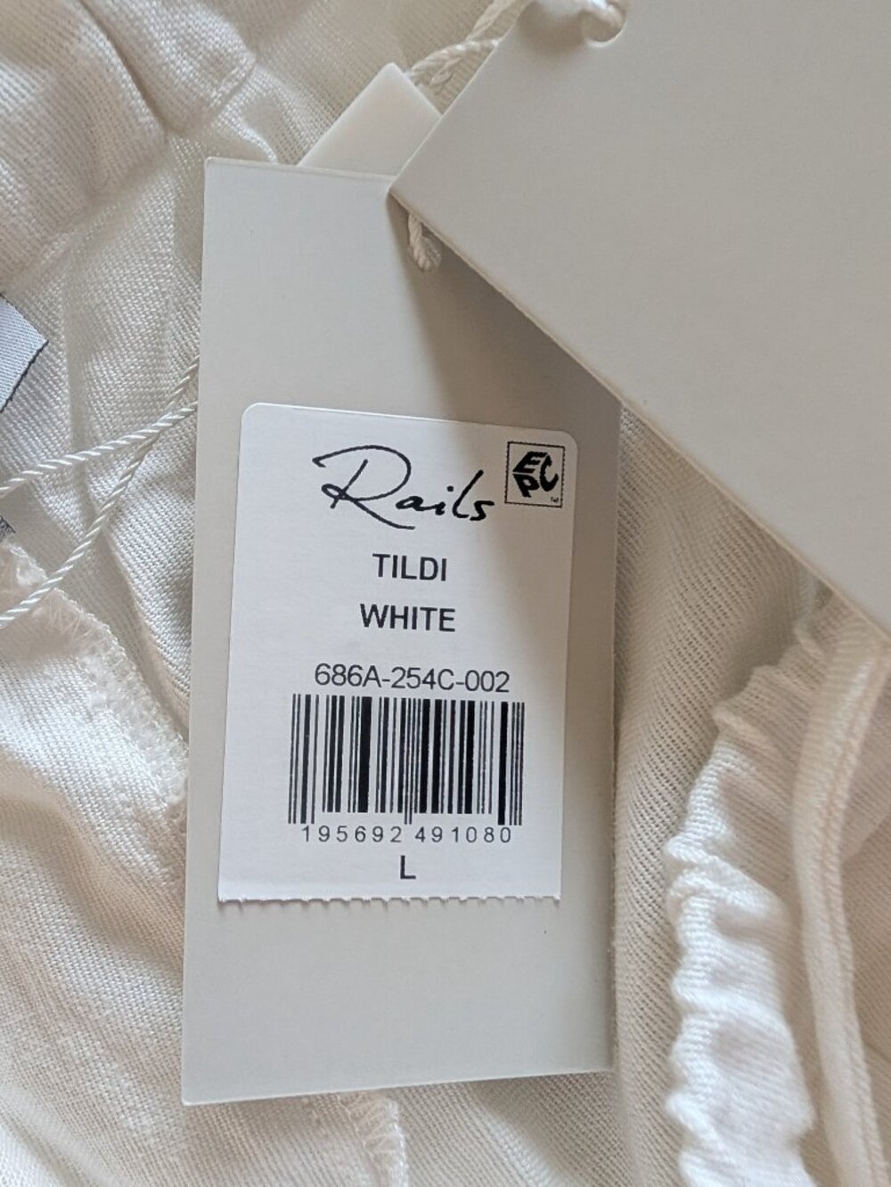 NWT Rails Tildi White Shell Embroidered Drawstring Wide Leg Pants Size Large - Picture 6 of 8